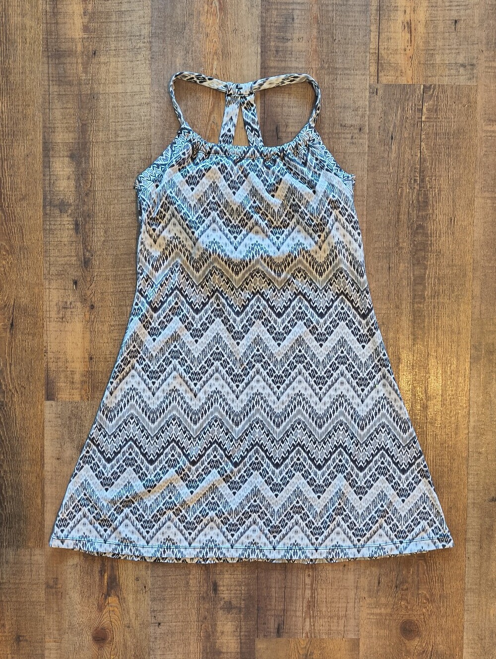 PrAna Black White Sleeveless Geometric Pattern Athletic Tennis Mini Dress Size M